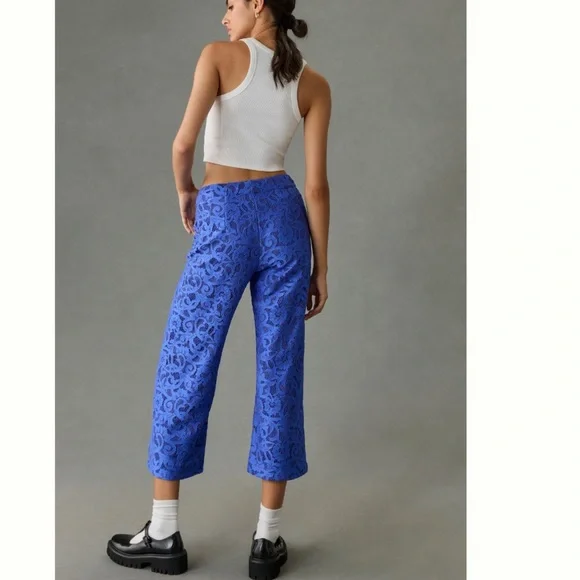 NWT Anthropologie Maeve The Colette Lace Cropped Wide-Leg Pants - Picture 5 of 13
